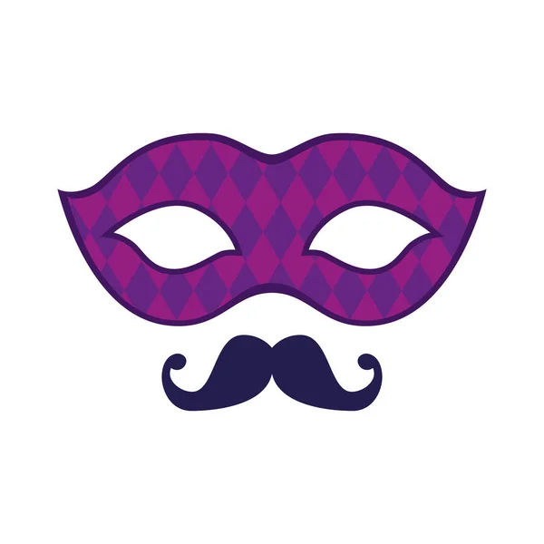 Mardi gras aislado máscara y bigote diseño vectorial — Archivo Imágenes Vectoriales