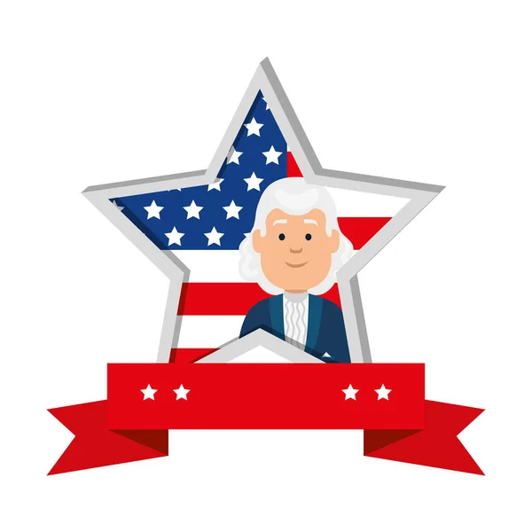 Izolovaný prezident USA muž uvnitř hvězdného vektoru design — Stockový vektor