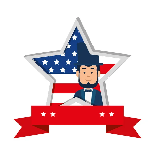 Isolated usa president man inside star vector design — Stock vektor