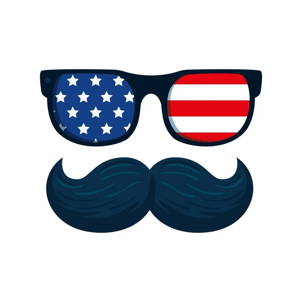 Isolated usa glasses and mustache vector design — Stock Vector