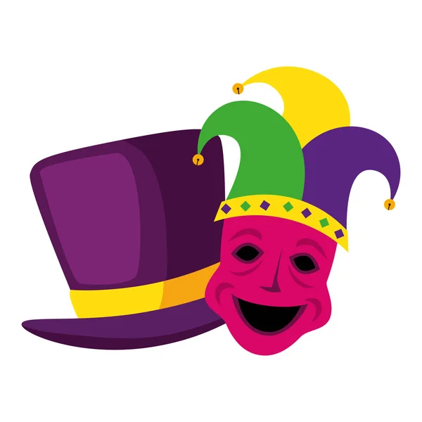 Mardi gras aislado máscara y sombrero vector diseño — Archivo Imágenes Vectoriales