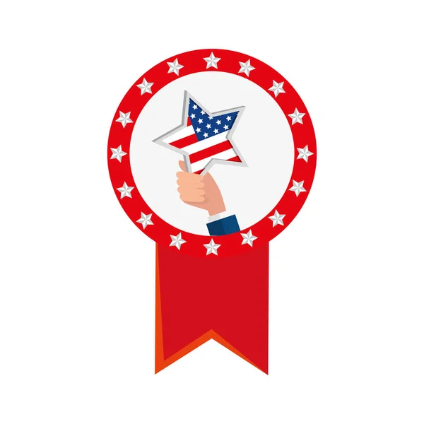 Μεμονωμένη σημαία αστεριών ΗΠΑ μέσα στο σχεδιασμό φορέων σφραγίδων — Διανυσματικό Αρχείο