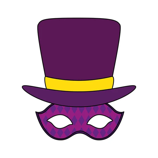 Isolierte Mardi Gras Maske und Hut Vektor-Design — Stockvektor