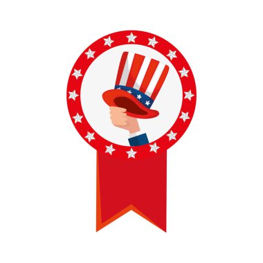 Mühür mührü vektör tasarımının içinde izole edilmiş ABD şapkası