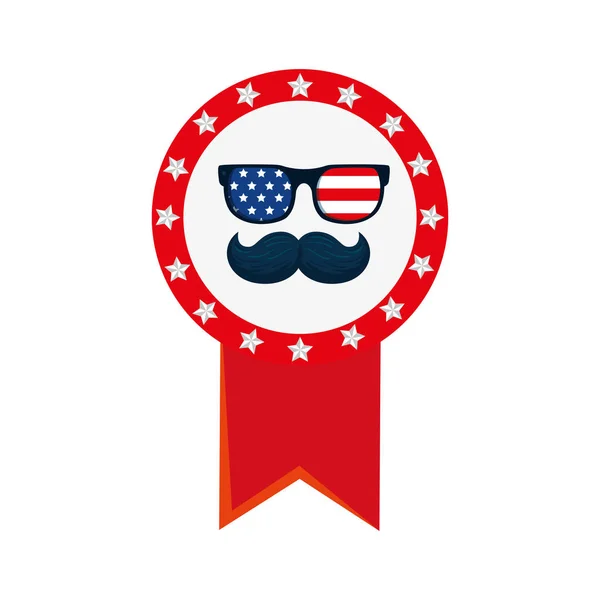 Isolated usa glasses and mustache vector design — 스톡 벡터