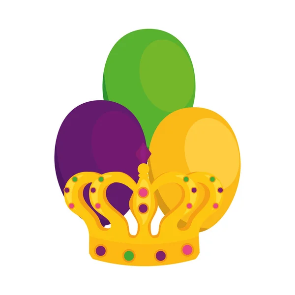 Isolated mardi gras balloons and crown vector design — Stock Vector