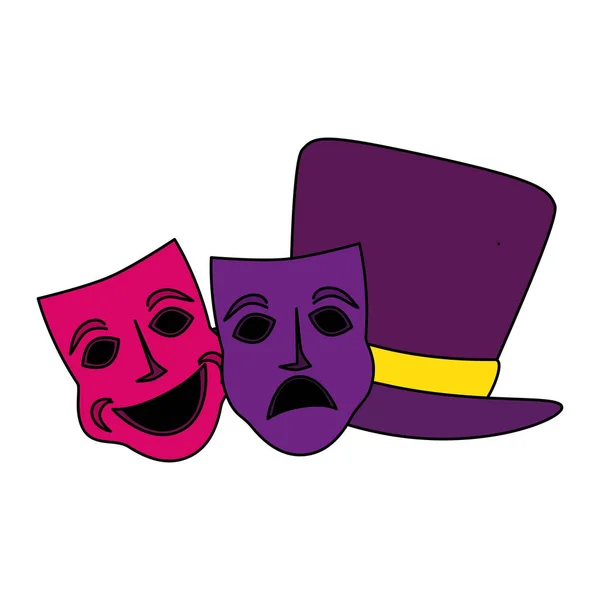 Isolated mardi gras masks and hat vector design — Stock Vector