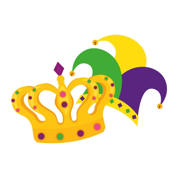 Isolated mardi gras hat and crown vector design — Stock Vector