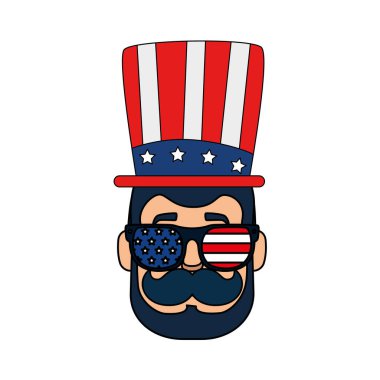 Isolated usa president man with glasses and hat vector design