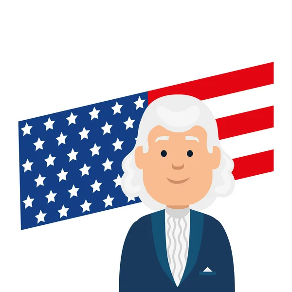Isolated usa president man and flag vector design — 스톡 벡터