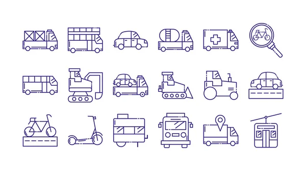 Vehículos aislados icono conjunto vector diseño — Archivo Imágenes Vectoriales