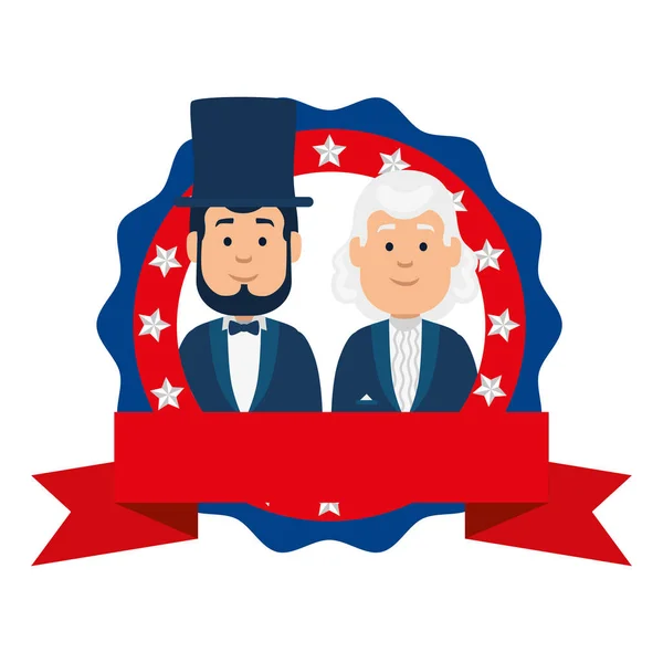 Etats-Unis présidents hommes à l'intérieur sceau timbre vectoriel design — Image vectorielle