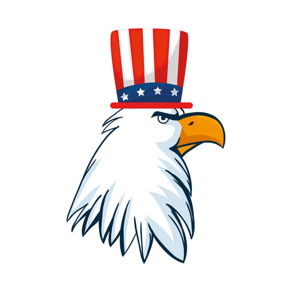 带帽子矢量设计的孤立的美国鹰 — 图库矢量图片