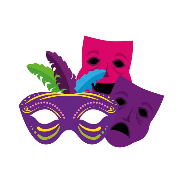 Mardi gras aislado máscaras diseño vectorial — Archivo Imágenes Vectoriales