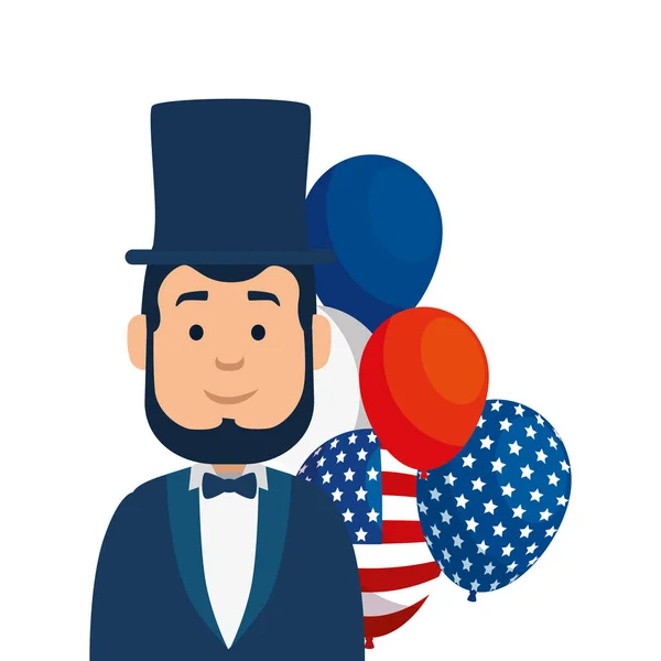 Isolated usa president man and balloons vector design — 스톡 벡터