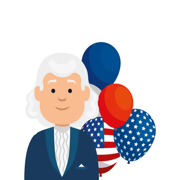 Isolé Etats-Unis président homme et ballons conception vectorielle — Image vectorielle
