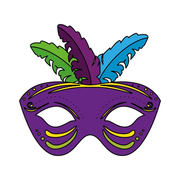 Máscara aislada de mardi gras con diseño de vectores de plumas — Archivo Imágenes Vectoriales