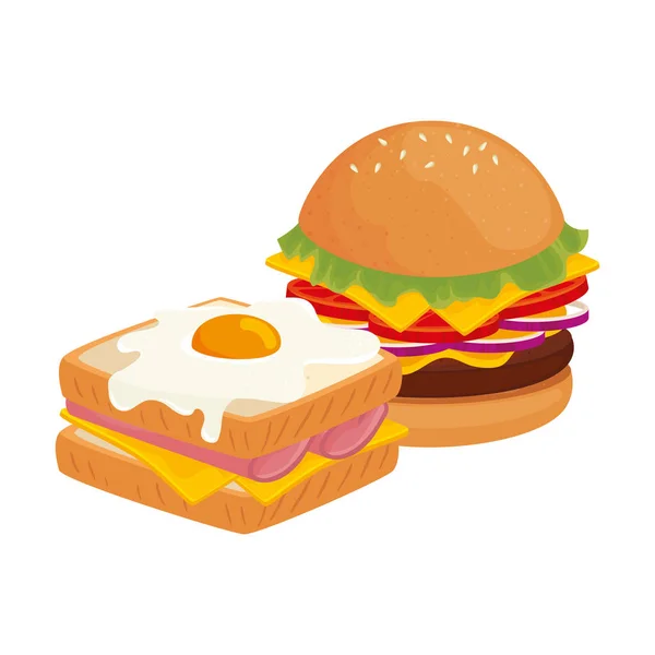 Hambúrguer delicioso com ícone de fast food sanduíche — Vetor de Stock