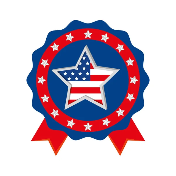 Aislado EE.UU. bandera de la estrella dentro sello sello vector diseño — Vector de stock