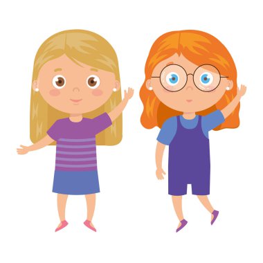 Beyaz arka planda duran güzel kızlar