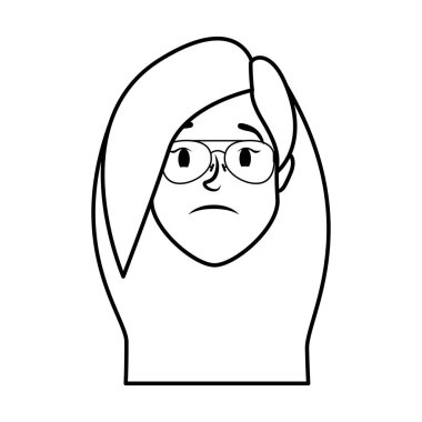 Gözlüklü sevimli genç bir kadın kafası.