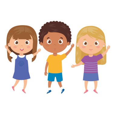 Beyaz arka planda duran çocuklar