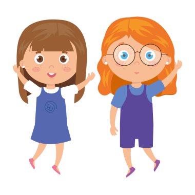 Beyaz arka planda duran güzel kızlar