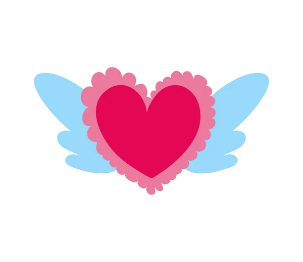 Coeur amour avec ailes icône — Image vectorielle