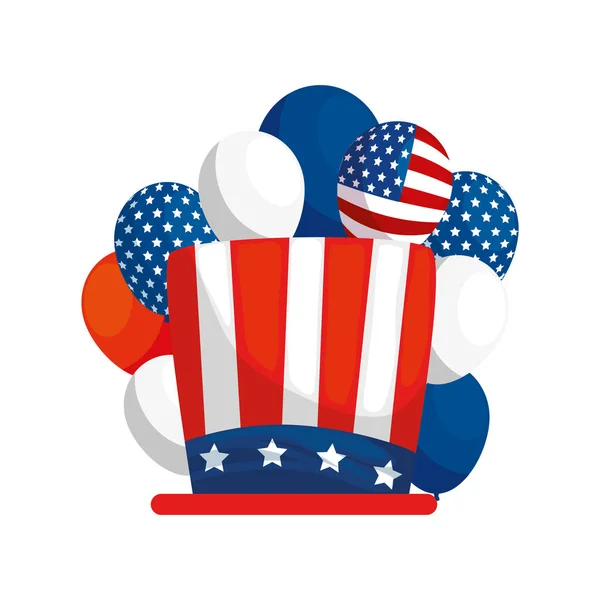 孤立的美国帽和气球矢量设计 — 图库矢量图片
