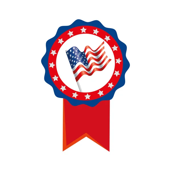 Bandeira dos EUA isolada dentro do design do vetor de selo — Vetor de Stock