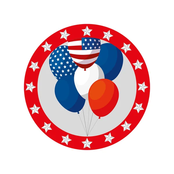 Isolated usa balloons inside seal stamp vector design — 스톡 벡터