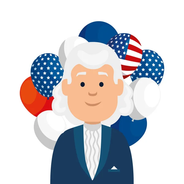 Isolated usa president man and balloons vector design — 스톡 벡터