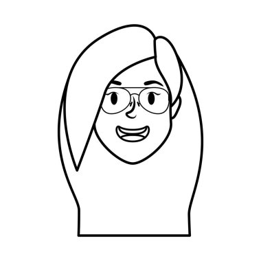 Gözlüklü sevimli genç bir kadın kafası.