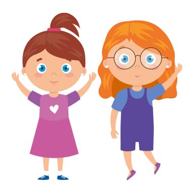 Beyaz arka planda duran güzel kızlar