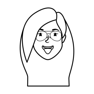 Gözlüklü sevimli genç bir kadın kafası.