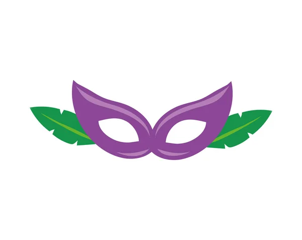 Mardi gras celebration mask with leafs plant — 스톡 벡터