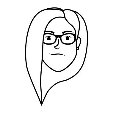 Gözlüklü sevimli genç bir kadın kafası.