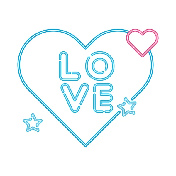 Love lettering in heart isolated icon — Stock Vector