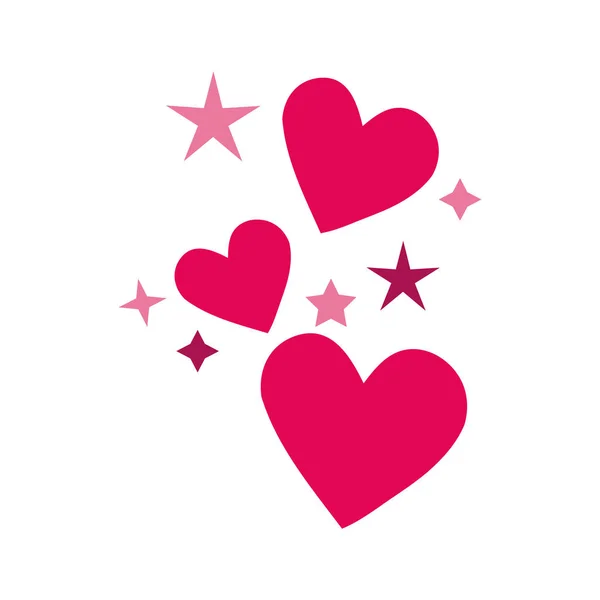 Happy valentines day hearts with stars — Stock Vector