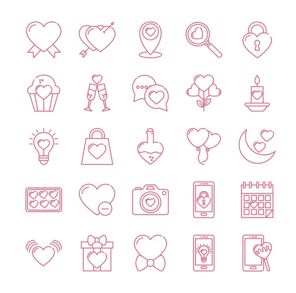 Geïsoleerde liefde pictogram set vector ontwerp — Stockvector