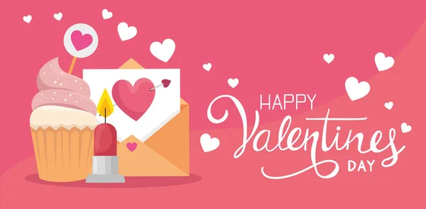 Feliz día de San Valentín con sobre y decoración — Archivo Imágenes Vectoriales