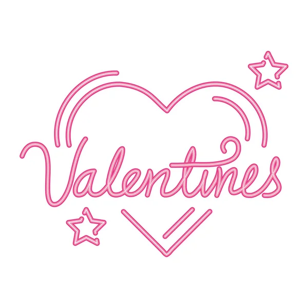 Lettere di San Valentino nel cuore con le stelle — Vettoriale Stock