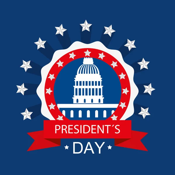 Капітолій всередині печатки марки США щасливих президентів день векторний дизайн — стоковий вектор