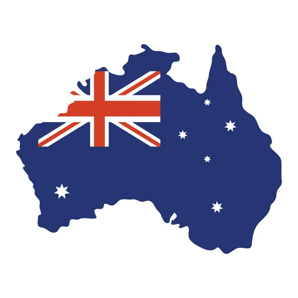 Bandiera del paese australiano sulla mappa — Vettoriale Stock