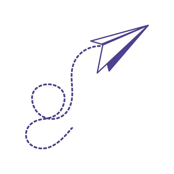 Papieren vliegtuig vliegen geïsoleerd pictogram — Stockvector