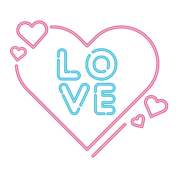 Love lettering in heart isolated icon — Stock Vector