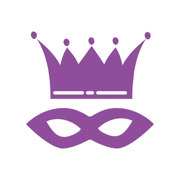 Mardi gras masque de célébration avec couronne — Image vectorielle