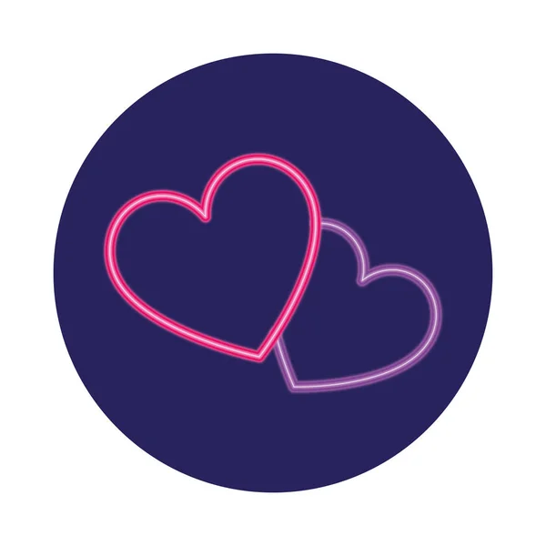 Heart in neon light, valentine day — Stock Vector