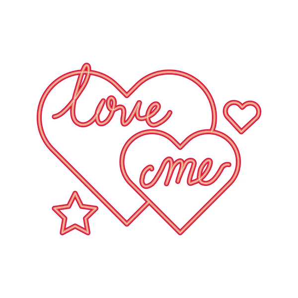 Amor me letras con corazones aislado icono — Vector de stock