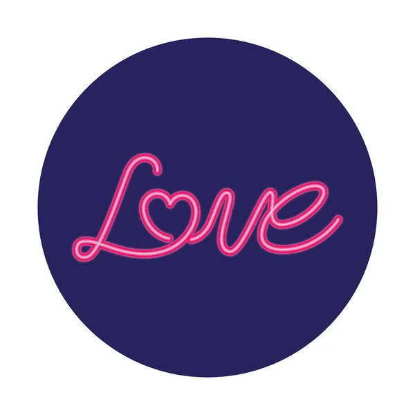 Love label in neon light , valentine day — Stock Vector